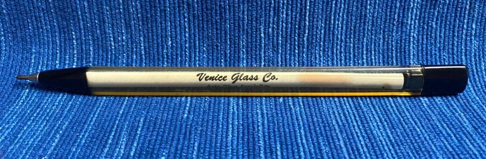 VTG Venice Glass Co Auto Car Advertising Pen California Plastic Triangle 971A